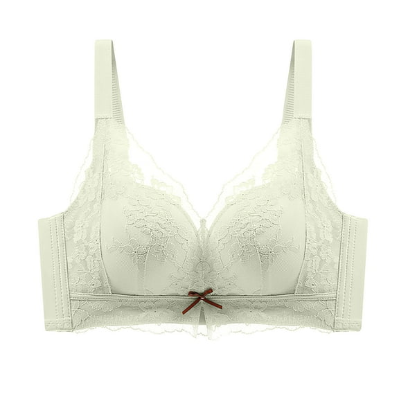 Wireless Lace Bras for Women V Neck Comfort Padded No Underwire Full Coverage Push Up Everyday Yoga Workout Bra,Green,38 B