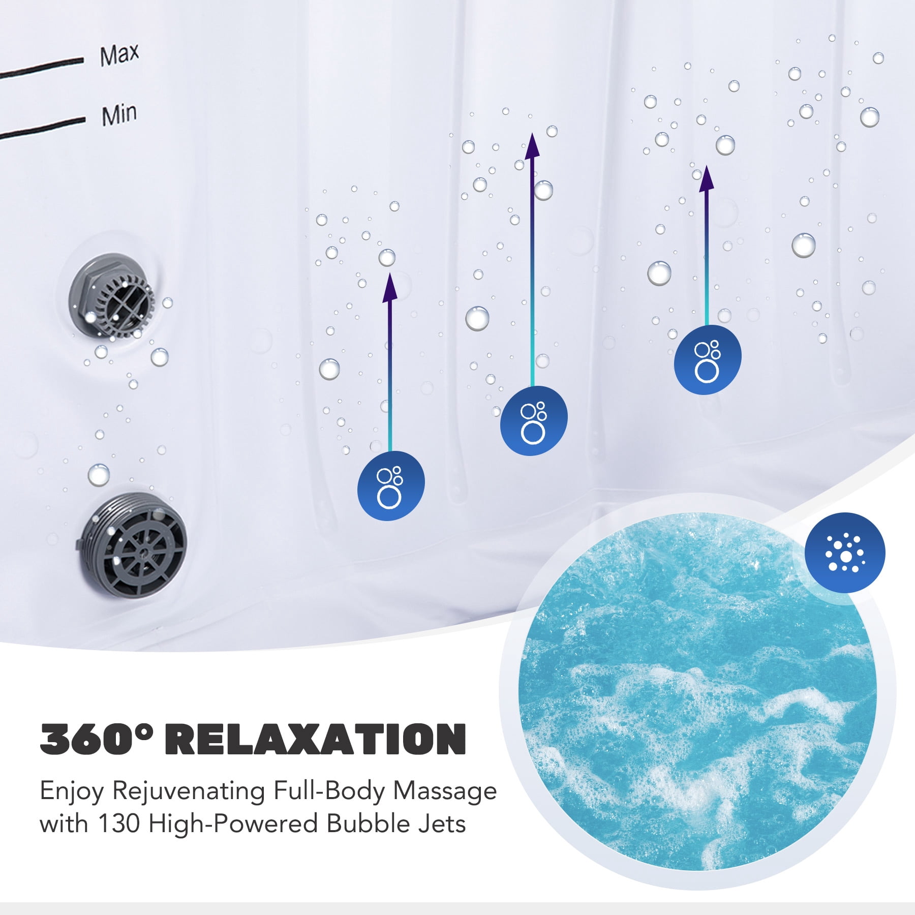 CO-Z 6 Person 7ft Inflatable Hot Tub Pool with Energy Efficient Spa Cover,Massage Jets and All Accessories Gray