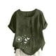thumbnail image 1 of Vestidos Casuales Para Mujer, Blusas De Mujer De Moda Blusa informal de lino con cuello redondo, manga corta y botones para mujer, 1 of 4
