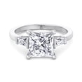 thumbnail image 2 of Irving - Moissanite Princess Cut Lab Diamond Engagement Ring With Tapered Baguette Sidestones, 2 of 4