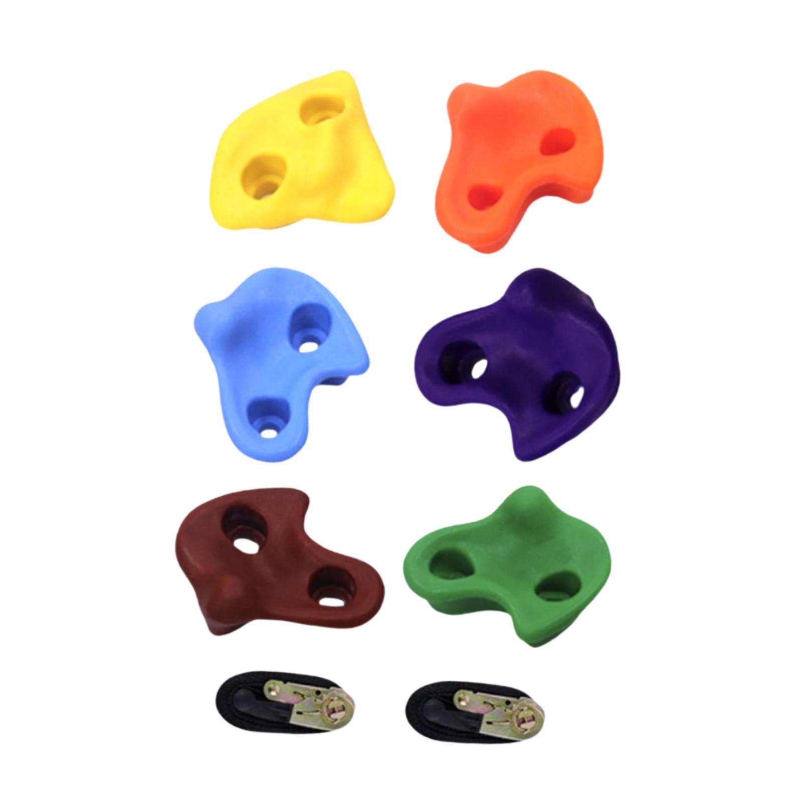 Miulika 6x Tree Climbing Holds for Kids Climber Load 220lb Nonslip Grip with 2 Ratchet Straps for Park Games Obstacle Course Training