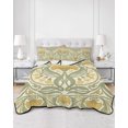 thumbnail image 2 of Quilt King Size Bedding Set, Yellow Green Floral Reversible Summer Quilt 3 Pieces, Vintage Classic Flowers Botanical Lightweight Bedspreads Coverlets with 2 Pillow Shams for All Seasons, 2 of 5