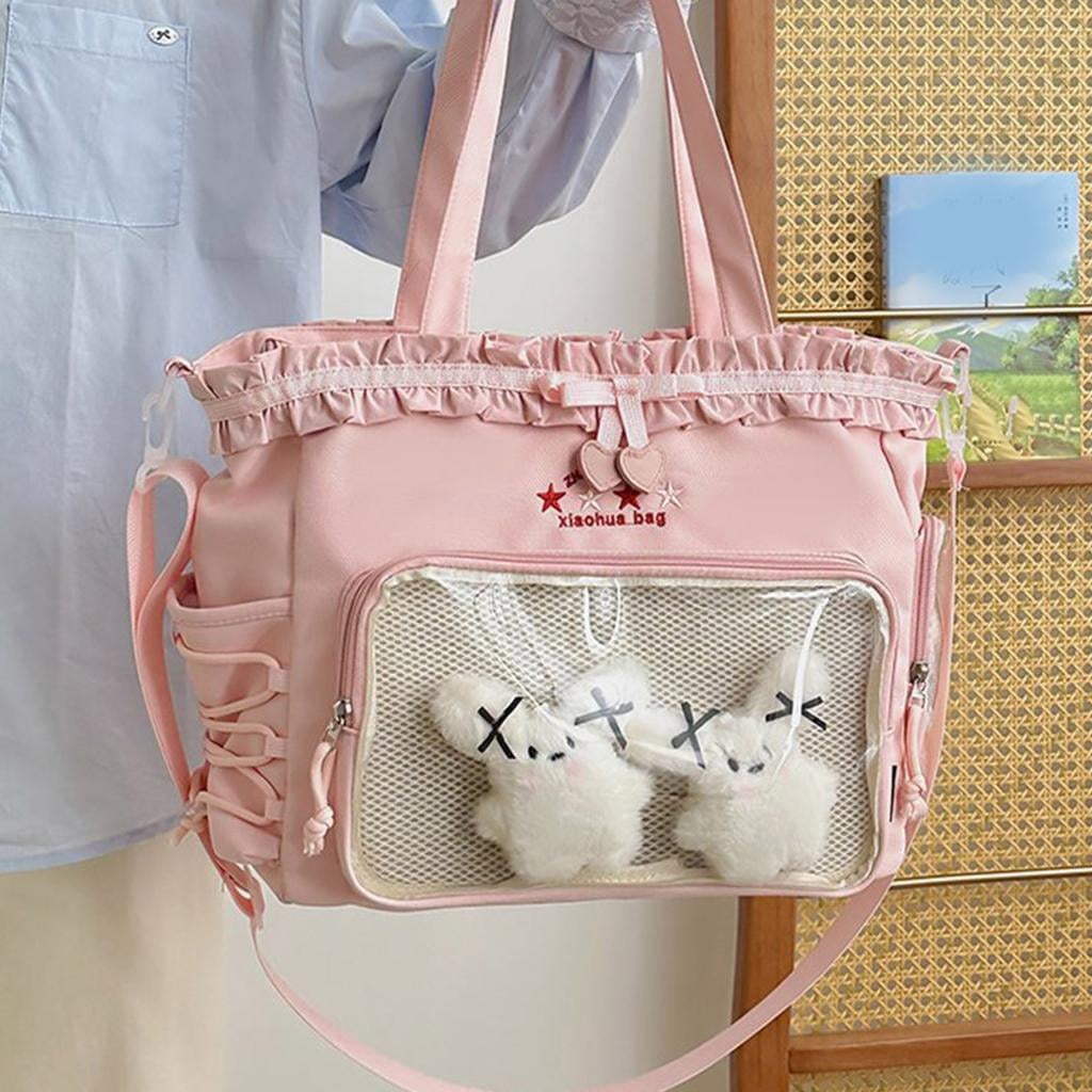 Giaone Lovely Ita Bag Large Capacity Shoulder Bag Ruched Lace Bows Crossbody Bag