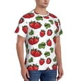 thumbnail image 2 of Bixox Men's Hand Drawn Strawberry Printed Short Sleeve Skinny Athletic T-Shirt, 2 of 6
