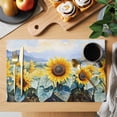 thumbnail image 2 of Summer Sunflowers Placemats Set of 12, Nature Scenery Sky Mountain Watercolor Retro Non-Slip Place Mats Washable Table Mats for Kitchen Dining Table Decorations Indoor/Outdoor, 2 of 9