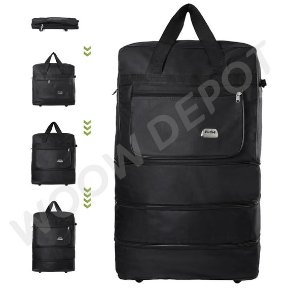 WOOW DEPOT 30in Expandable Suitcase Bag 3 Layer Foldable Rolling Wheeled Luggage Handbag Large for Home Storage Travel Business Moving