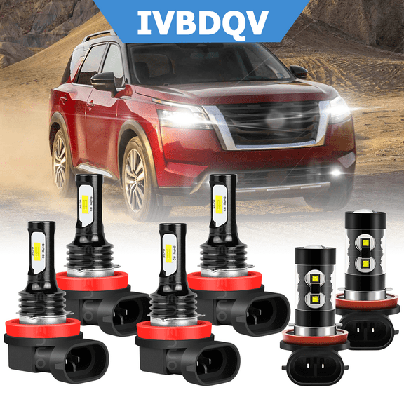 For Nissan Pathfinder 2017-2020 LED Headlights Combo 6x H11 Bulb High Low Beam Fog Light Kits 6000K White