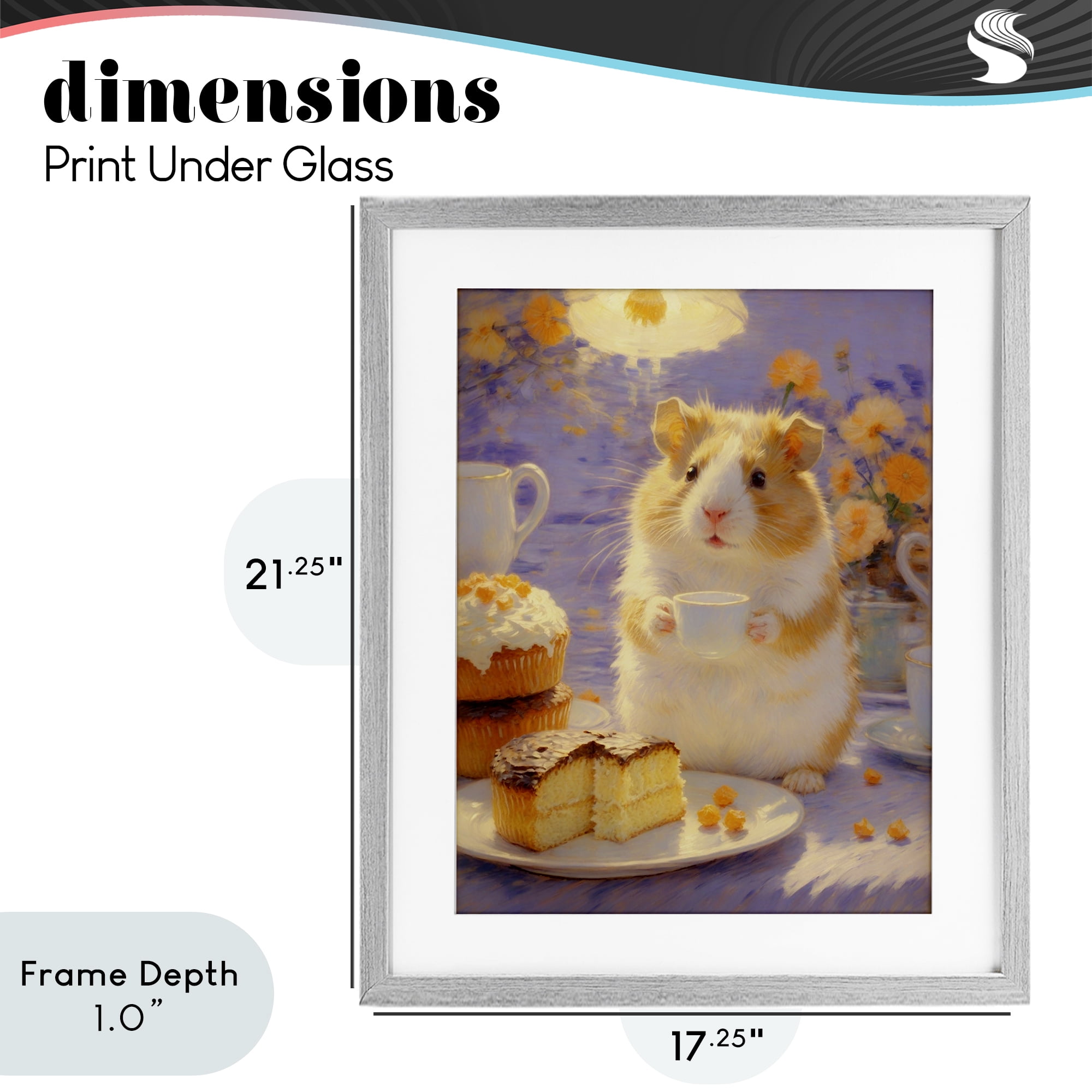 Stupell Industries Hamster Tea Party with Cake Gray Framed Print Under Glass, design by Angie Hawke