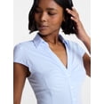thumbnail image 4 of No Boundaries Knit Ruched Collared Shirt, Women's XXS-XXL, 4 of 5