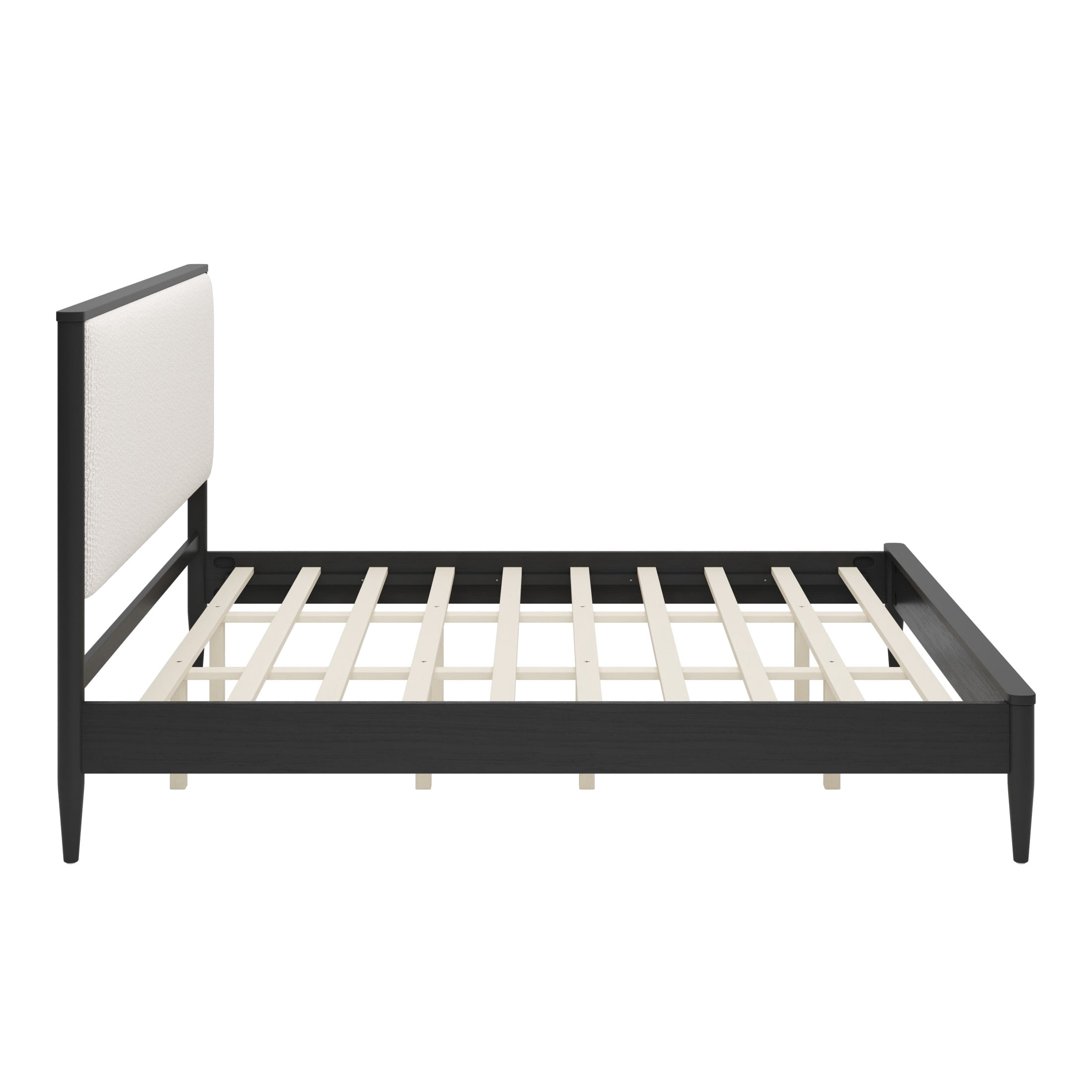 Christopher Knight Home Mid-Century King Platform Bed Frame with Boucle Upholstered Headboard, Black