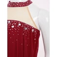 thumbnail image 3 of Manyakai Girls Ruched Mesh Dance Dress Shiny Rhinestones Draping Halter Backless Cutout Backless Skirts with Irregular Hem Burgundy 8, 3 of 6