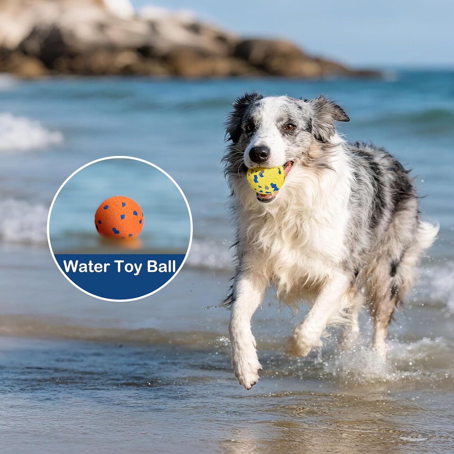 6 Pack Dog Balls for Aggressive Chewers, 2.5'' High Bounce E-TPU Fetch Balls, Fits Standard Ball Launchers, Indestructible Lightweight Swimming Pool Ball, Tough Teething Chew Toys for Dogs