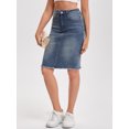 thumbnail image 2 of DARING DIVA Women's Denim Raw Hem Pockets Pencil Skirt XX-Large Dark Gray Blue, 2 of 7
