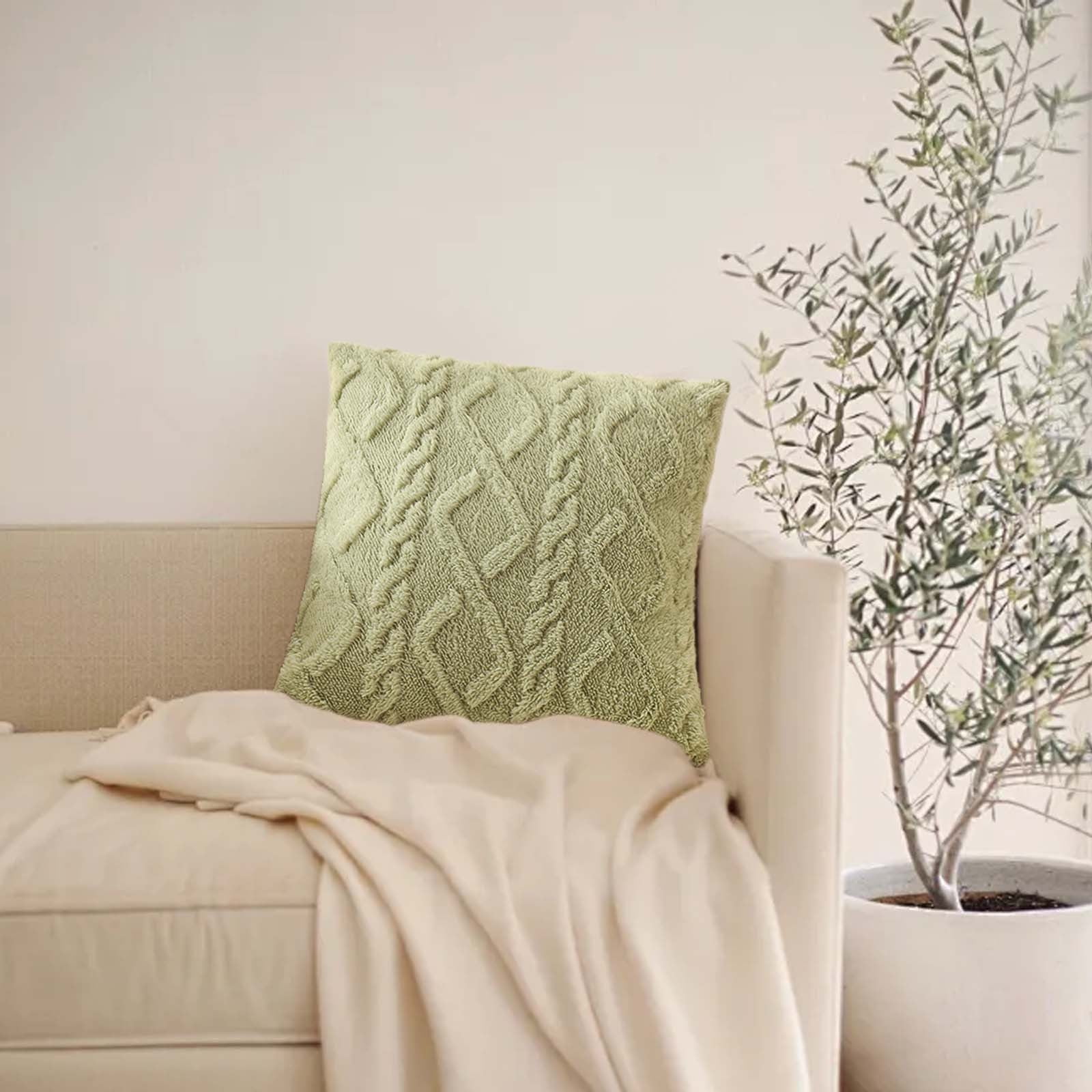 Amvlyk Geometric Motifs Couch Pillow Cases Throw Pillows Home Decor for Living Room Bedroom Bed Outdoor Cushion Cover（17.72x17.72In,Pillow Cover Only）Green