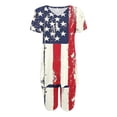 thumbnail image 5 of Guluxicc 2 Piece Women's Plus Size Matching Sets 4th of July V Neck T Shirts Slim Legging Shorts Casual Summer Loungewear, 5 of 6