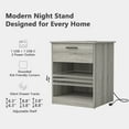 thumbnail image 5 of Hommoo Nightstand with Drawer and Open Storage, End Table Bedside Table with Charging Station, for Bedroom, Living Room, Gray, 5 of 8