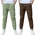 thumbnail image 2 of ATOGUTA Boys Lightweight Athletic Pants 2 Pack Youth Kids Hiking Active Athletic Pants with Pockets Size 3T-13, Khaki, 2 of 6