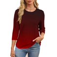 thumbnail image 4 of Plebaso T-Shirts à Manches 3/4 Col Rond pour Femmes Tee-Shirts Décontractés Amples Blouses Dégradées pour S-5TG, 4 of 7