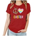 thumbnail image 1 of Mujeres Manga Corta de Verano Tops Día de San Valentín Impreso Cuello Redondo, Camisa de Moda Casual Blusa, 1 of 6