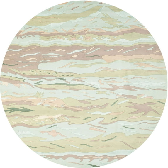 Ahgly Company Indoor Round Contemporary Brown Abstract Area Rugs, 6' Round