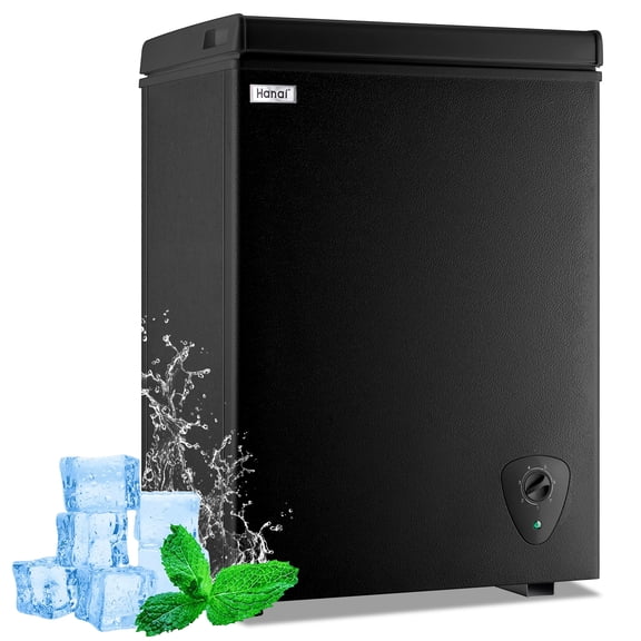 3.5 Cubic Chest Freezer, Compact Deep Freezer with Top Open Door and Removable Storage Basket, 7 Gears Temperature Control, Energy Saving, for Office Dorm or Apartment