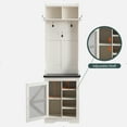 thumbnail image 3 of T4TREAM Farmhouse Entryway Hall Tree with Bench and Shoe Storage, Coat Rack with Coat Hooks, White, 3 of 5