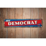 Vote Democrat Vote Democrat Sign Vote Democrat Decor Political Sign Vintage Style Sign Metal Sign Size: 4 x 16 Inch