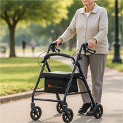Rhythm Healthcare Royal Aluminum Rollator - 4 Wheel Walker with Seat - Slate Gray