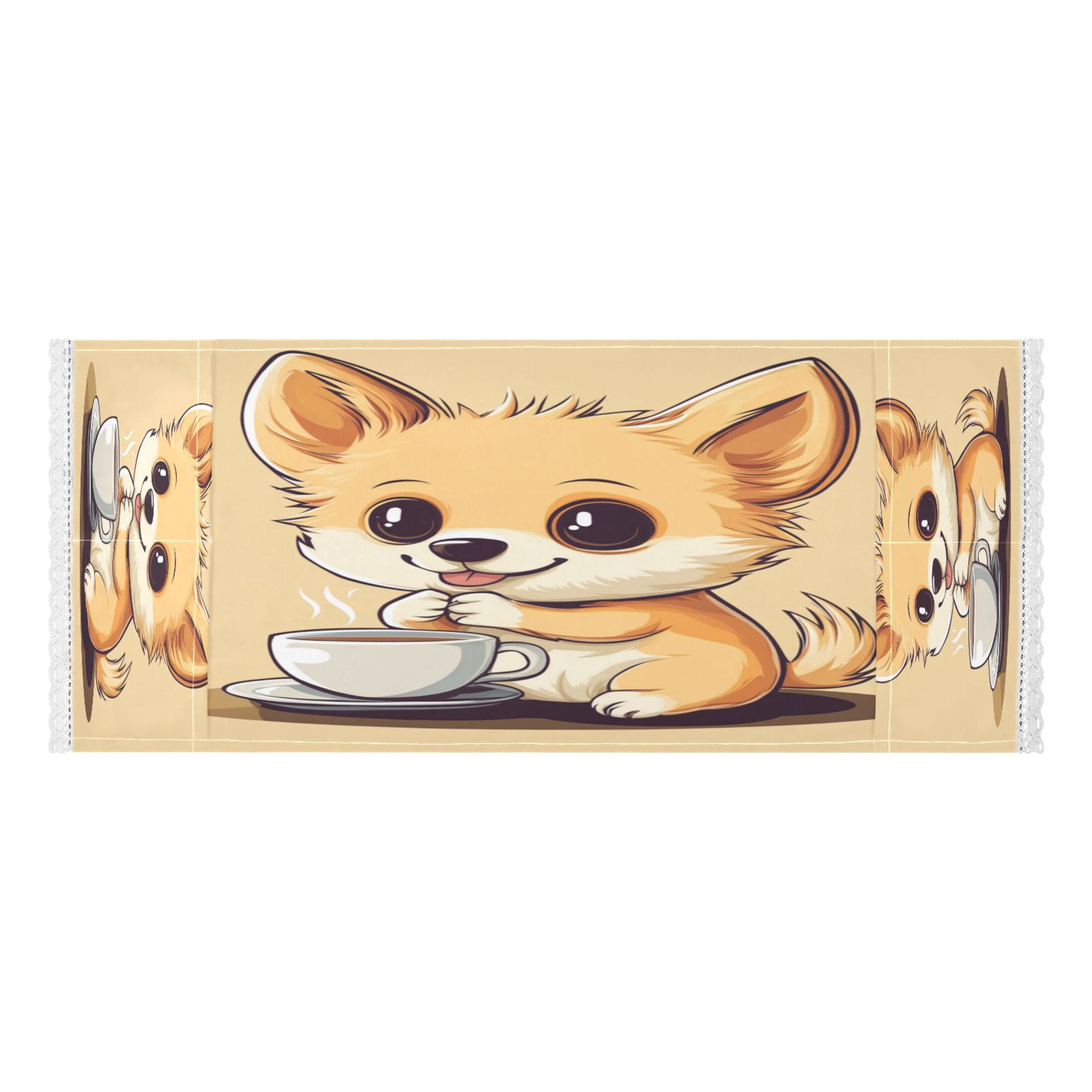 Cartoon Cute Dog Drink CoffeeWasher and Dryer Covers Dust-Proof and Oil Resistant Fridge Cover with 4 Storage Pockets Washing Machine Top Cover for Laundry Kitchen Home 51.2 x 22 In
