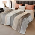 thumbnail image 2 of Brown Grey Throw Blanket, Flannel Fleece Blanket with Striped Design for Couch, Abstract Neutral Textured Modern Minimalist Soft Breathable All Season Plush Blankets for Sofa Office Travel 40"x50", 2 of 9