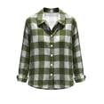 thumbnail image 4 of Luivaraty Flannel Plaid Shirts for Women Button Down Lapel Tops Fashion Casual Long Sleeve Dressy Shirts，S-2XL, 4 of 6