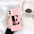 thumbnail image 1 of Funda de teléfono de silicona con letra inicial de Ottwn para iPhone 11 Pro 12 Pro Max X XR XS Max 7 8 Plus, funda trasera de TPU suave con flor rosa Retro Tan Jianjun unisex, 1 of 2