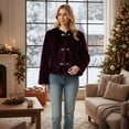 thumbnail image 2 of Women's Stylish Clasp Front Jacket, Long Sleeve Round Neck Short Outerwear with Welt Pockets, 2 of 8