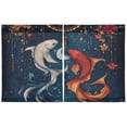thumbnail image 2 of BZSMCE Set of 2 Pieces Kitchen Window Curtain Fashion Dancing Koi Harmony Printed 27x24in/27x36in, 2 of 9