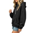 thumbnail image 5 of Tqcoqu Women's Drawstring Hooded Sweatshirt, Oversized Drop Shoulder Pullover With Kangaroo Pocket Ribbed Cuffs Soft Brushed Knit Casual Hoodie, 5 of 7