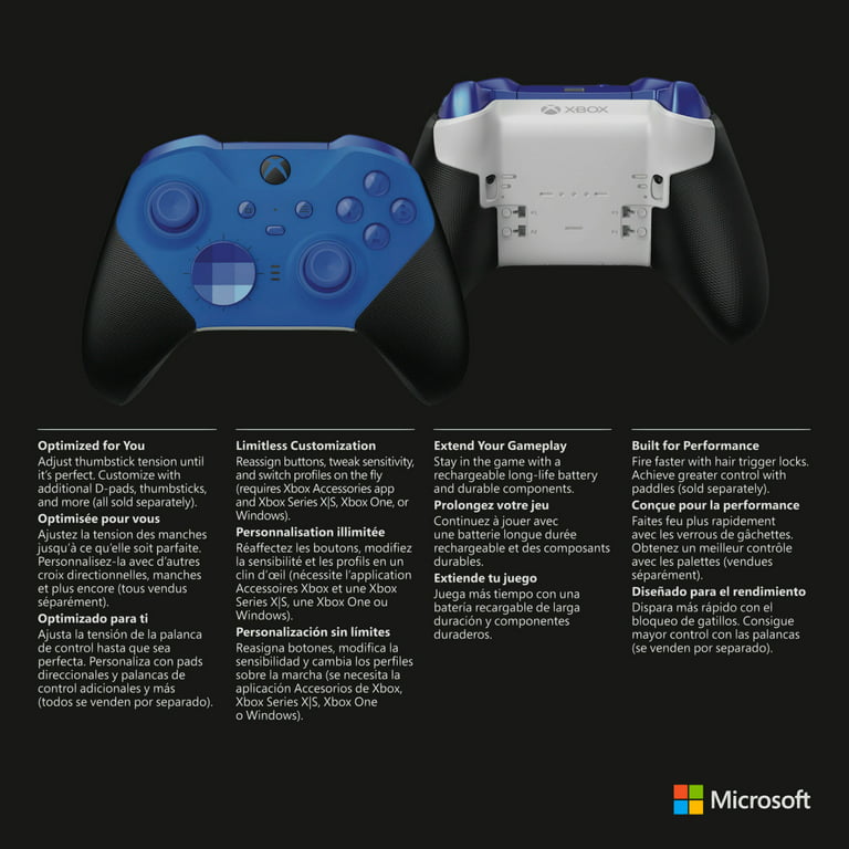 Elite Series Core 2 Controller Xbox Microsoft Wireless - Blue/Black