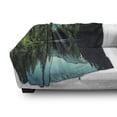 thumbnail image 3 of Glacier National Park Soft Flannel Fleece Throw Blanket, Tree and Mountain Reflections on Calm Water, Cozy Plush for Indoor and Outdoor Use, 60" x 80", Olive Green Seafoam, by Ambesonne, 3 of 6