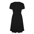 thumbnail image 6 of ClodeEU Women's V Neck Short Sleeve Midi Dress,Casual High Waist A Line Flowy Dress Black,Women's Plus L, 6 of 7