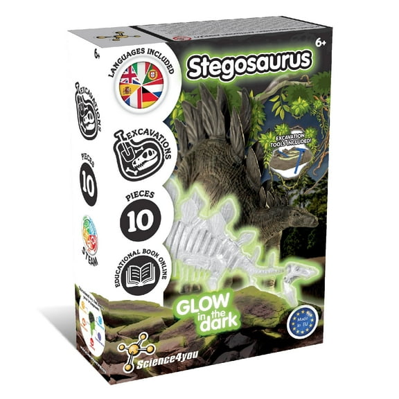Science4you Stegosaurus Fossil Digging Kit for Kids - Dinosaur Fossil Dig Kit, Glow-in-The-Dark Stegosaurus Fossils for Kids, Excavation Kit, Stem Toys, Games, Gifts for 6  Year Old Boys and Girls