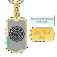 thumbnail image 3 of Fire Department Logo Firefighter Stainless Steel or 18k Gold Premium Swivel Dog Tag Keychain, 3 of 8