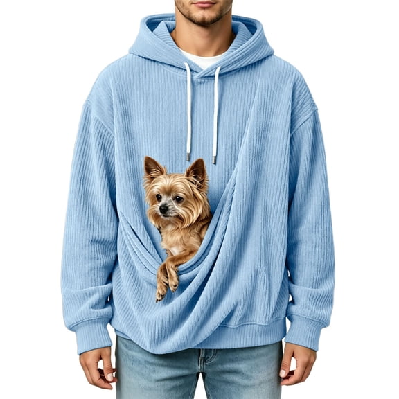 Dog Carrier Hoodie with Cat Pouch, Oversized Pet Holder Sweatshirt with Zipper Pocket, Soft Kangaroo Pocket Hooded Pullover for Puppy Pet Lovers Gift