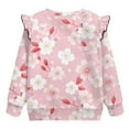 thumbnail image 6 of Xixirimido Pink Cherry Blossom Print Toddler Girls Casual Sweatshirt Long Sleeve Pullover with Ruffle Shoulder Graphic Crewneck Sweater for Fall & Winter, for 3-4T, 6 of 7