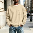 thumbnail image 2 of Fabrcox Mens Fleece Sweatshirt Crew Neck Mens Long Sleeve Shirts Streetwear Outdoor Athletic Workout Fall Winter Warm Mens Pullover with Chest Pocket Beige S, 2 of 6