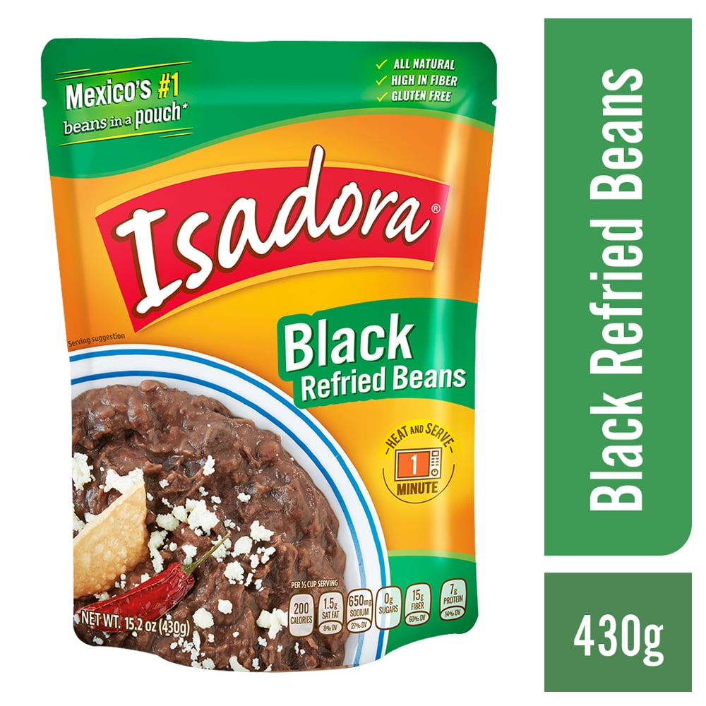 (4 pack) Verde Valle Foods Isadora Refried Black Beans, 15.2 oz