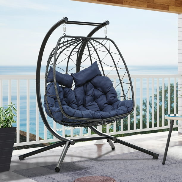 Dextrus Hanging Egg Chair Swing Chair with Stand Double Egg Chair 2