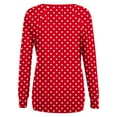 thumbnail image 4 of VgaVtl Tee Shirts for Women Plus Size Long Sleeve V-Neck Tops Women Layering Pullover Red Loose Polka Dots Casual Shirts,XXL, 4 of 5