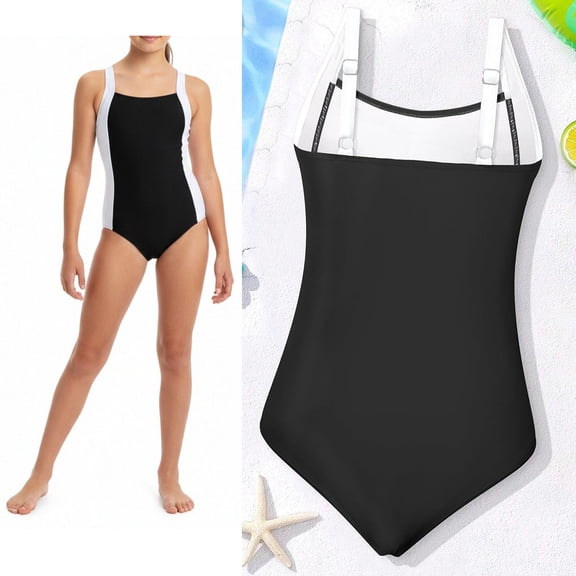 Girl Swimsuit Ruched 1 Piece Bathing Suit Quick Dry Summer Swimwear with Adjustable Straps Girls Bathing Suits Size 15-16 Years
