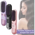 thumbnail image 2 of Cepillo alisador de pelo inalámbrico con calentamiento rápido, 3 modos de temperatura, pantalla LED, protección anti-quemaduras, color negro., 2 of 5