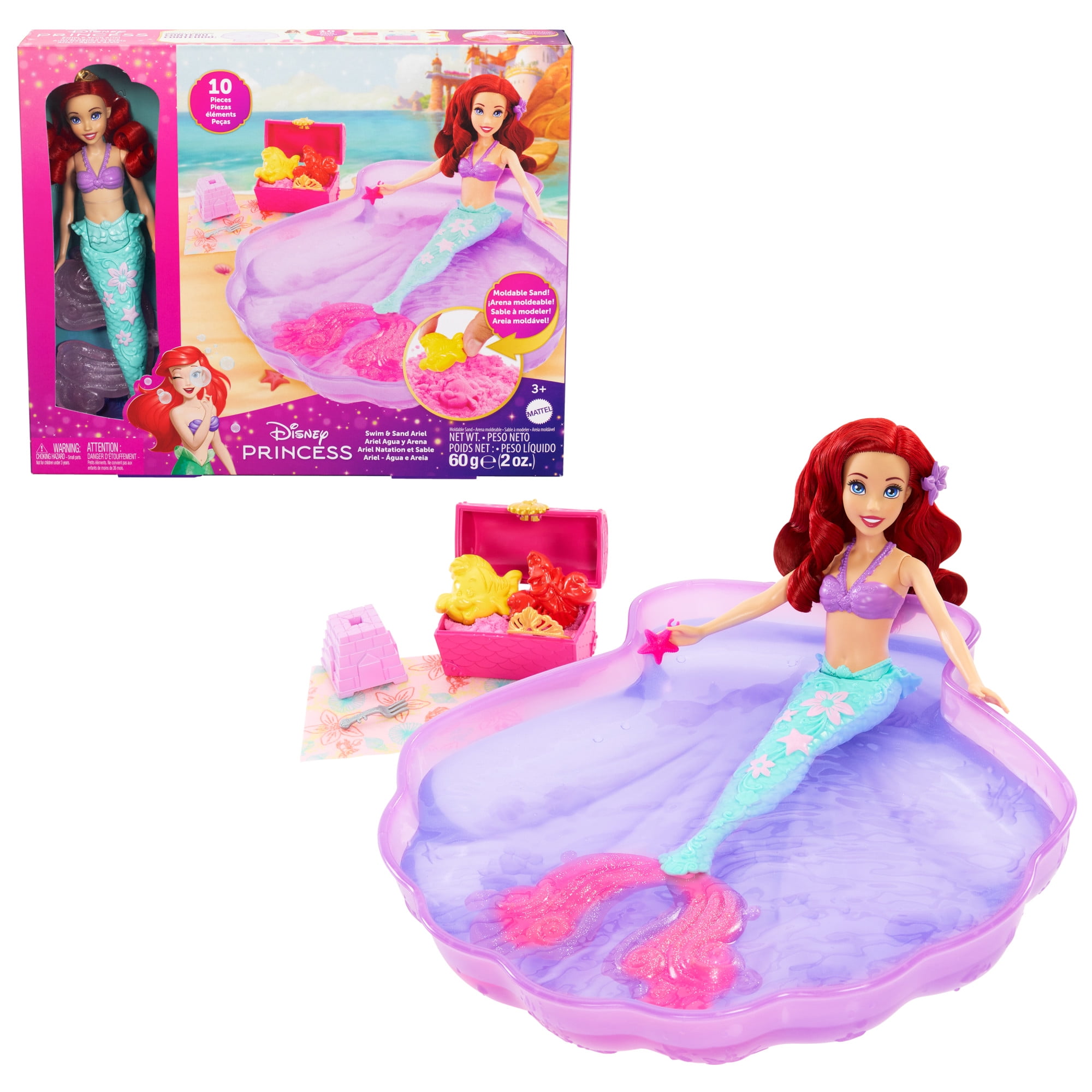 Disney Princess Toys, Mermaid Ariel Doll and Chariot