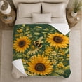thumbnail image 5 of Rustic Sunflower Bumblebee Botanical Garden Scene, Rustic Botanical Portrait, Warm Flannel Blanket for Sunroom and Reading Nook, Garden Lovers Housewarming Gift, Rustic Home Decor, 5 of 9